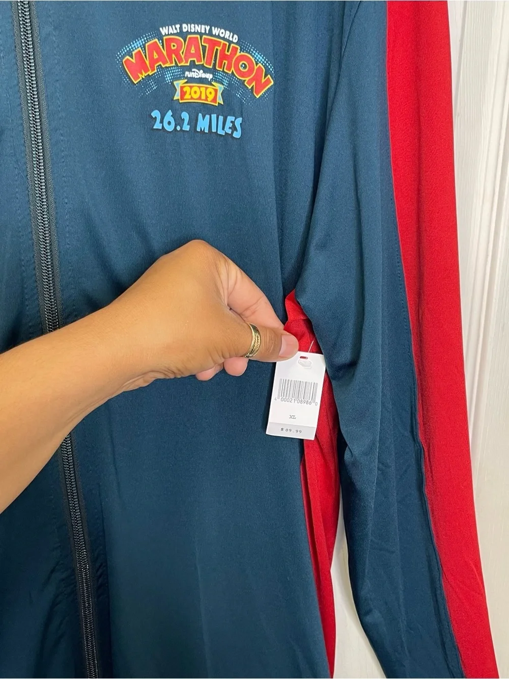Walt Disney World Run Disney Men’s Full Zip Track Jacket In Red and Navy Blue